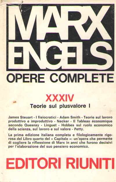 Opere complete vol xxxiv. teorie sul plusvalore i