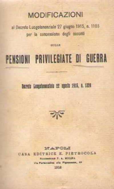 Pensioni privilegiate di guerra